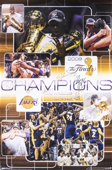 2008-09 NBA Champion Los Angeles Lakers Team Poster With 14 Signatures Including Kobe Bryant & Phil Jackson! (JSA)